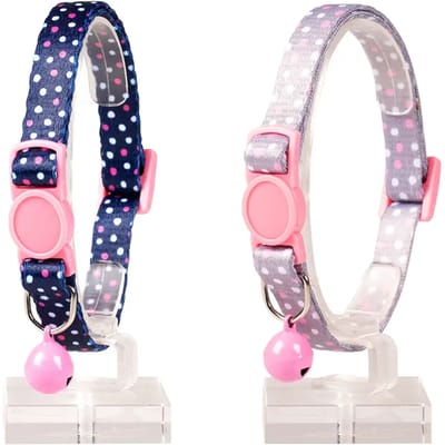 Duvo+ Kattenhalsband Bolletjes Nylon Blauw/Beige 20-30cm / 10mm