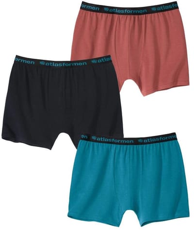 ATLAS FOR MEN - Set van 3 effen stretchboxershorts Atlas For Men - Heren - Verkrijgbaar in grote maten - L