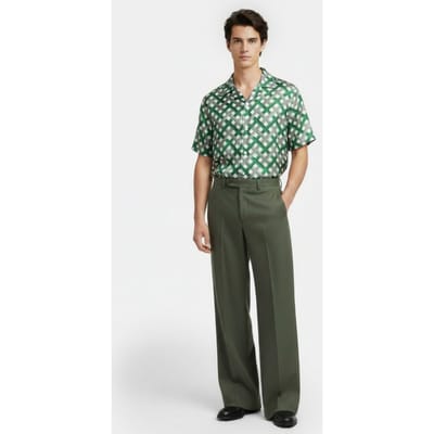 Reiss Printed Cuban Collar Casual Shirt Green Maat: S | Casual Overhemden Outlet | Heren | Groen