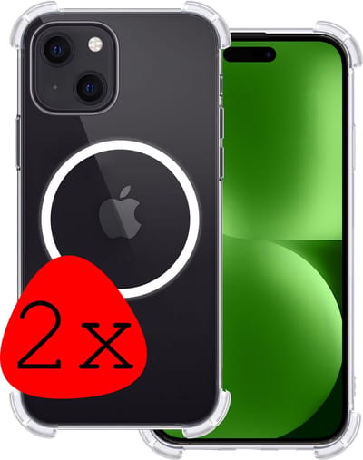 Hoesje 2 Stuks - Geschikt voor Apple iPhone 15 - Magsafe Compatible - Sterk & Shockproof - Back Cover - Shock Proof Case - Telefoon Hoes - Transparant