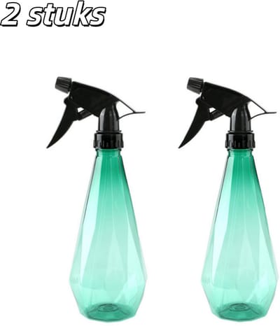 2 stuks - Spuitfles - Gieter - Reinigingsspuitfles - Kunststof - 500 ml - Gieter - Geschikt voor haar, handen, kleding, badkamer en planten - Donkergroen