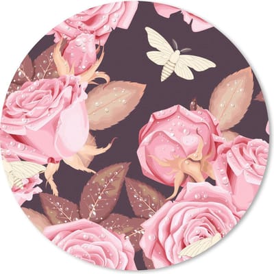 Muismat rond 20x20 cm - Mousepad Rozen - Bloemen - Roze - Ronde muismatten
