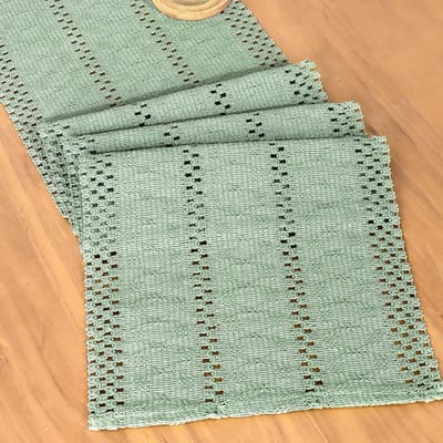 Boho tafelloper macramé boerderij 183 cm geweven jute rustieke herfst tafelloper bruin tafelkleed herfst tafeldecoratie voor Boheemse keuken eettafel saliegroen, 30 x 180 cm)