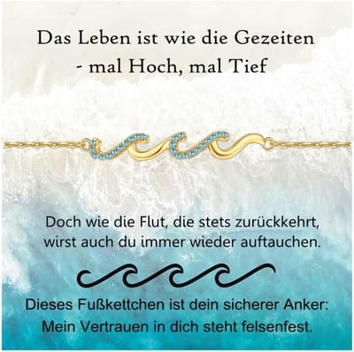 Elegante Golvende Enkelband van 925 Sterling Zilver met Zirconia - Perfect als Strandaccessoire en Cadeau voor Vrouwen van 22cm-26cm