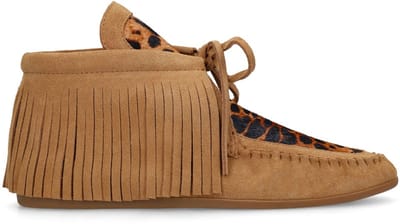 Manfield - Dames - Cognac suède enkellaarsjes - Maat 36