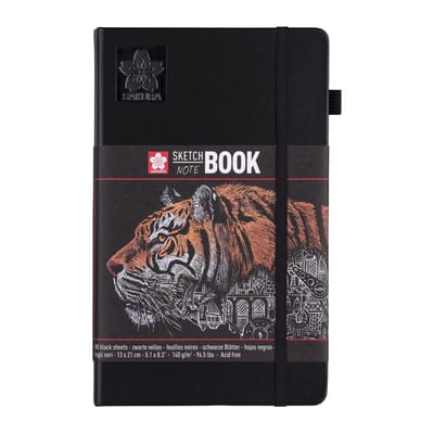 Schetsboek sakura 80 zwarte vellen 130x210mm zwart | 5 stuks