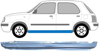 Volledige dorpel voor Nissan Micra K11 1992-2003 / Links