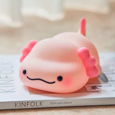 Daity Axolotl Nachtlampje - LED zacht nieuw dierenlampje - siliconen van voedingskwaliteit - dimbaar op 3 niveaus - nachtlampje voor babykamer ter decoratie - leuk cadeau voor jongens - meisjes - baby's en kinderen