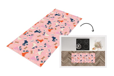 Keukenloper - Loper keuken - Retro - Skeelers - Patronen - Cassette - 120x50 cm - Keukenloper vinyl