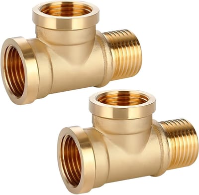 T-Piece 1/2 Inch Messing DN15 - 2 Draadverbindingen IGxIGxAG 90° voor Wateraansluiting, Geschikt voor Drinkwater en Sanitair