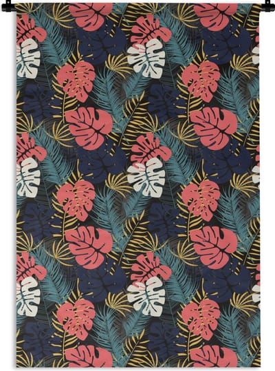 Wandkleed - Wanddoek - Flora - Goud - Patronen - Hawaii - Tropisch - 120x180 cm - Wandtapijt