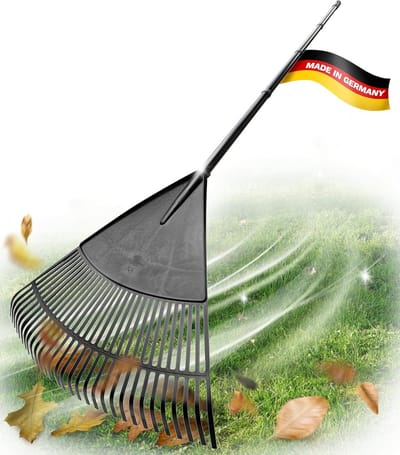 Bladhark met 4-delige insteek- en schroefgreep, bladveger met 30 kunststof tanden, harkwerkbreedte 75 cm, bladhark, tuinbezem, gazonhark, hark, tuinbezem, tuingereedschap zwart