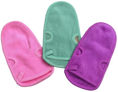 Dailygoods- Douchewanten Set van 3 - Exfoliërende Wanten - Body Wash Massage - Handdoek voor Volwassenen - Reiniging - Kleur Willekeurig - Badhandschoenen