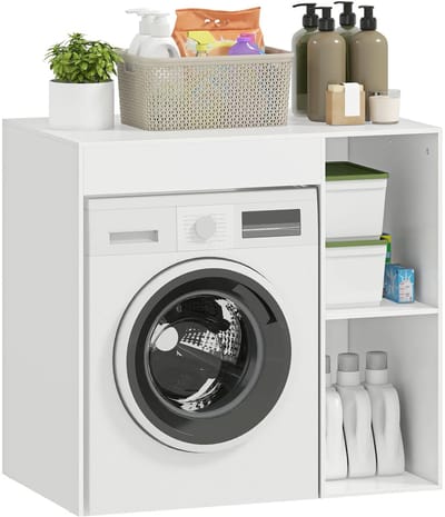 Wasmachine rek - Ombouw - Kast - Opbouwmeubel - Verhoger - Wasmachine meubel - Opbergkast - Ijzer - Wit