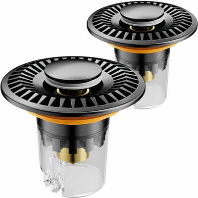 JGS Premium - Badkamer Wastafel Afvoerzeef Set van 2 - Roestvrij Staal - Koperen Wastafelstop - Haarvanger - Opzetwastafel - Voor 28-31 mm/33-40 mm
