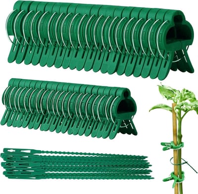 Famanu – Plantensteunen - 40 cm metalen plantensteunen met enkele steel - plantensteunen met 20 plantenbinders en 10 plantenclips - voor orchideeën - tomaten - lelies - pioenrozen - rozen