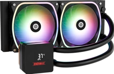 Enermax Aquafusion II 240mm ARGB Black - Afmeting radiator: 240 mm - voor Intel LGA: 1851, 1700, 1200, 115x - AMD AM5, AM4 - 2x 120mm ENERMAX SquA RGB ADV FANS - Digitale rotatie‑display - zwart