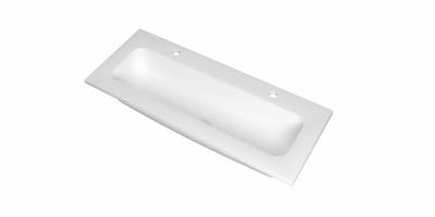 Ink Reflekt wastafel centraal polystone 100x40cm - 2 kraangaten - Mat wit