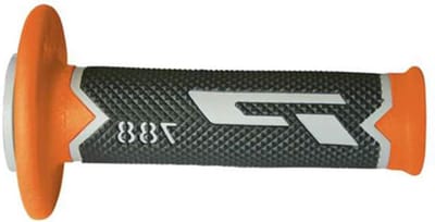 Motorfiets Handvatten - Grips Stuurgrepen - Comfortabel Rijden - Triple Density Schuim - Standaard Maat - Grijs Oranje Zwart