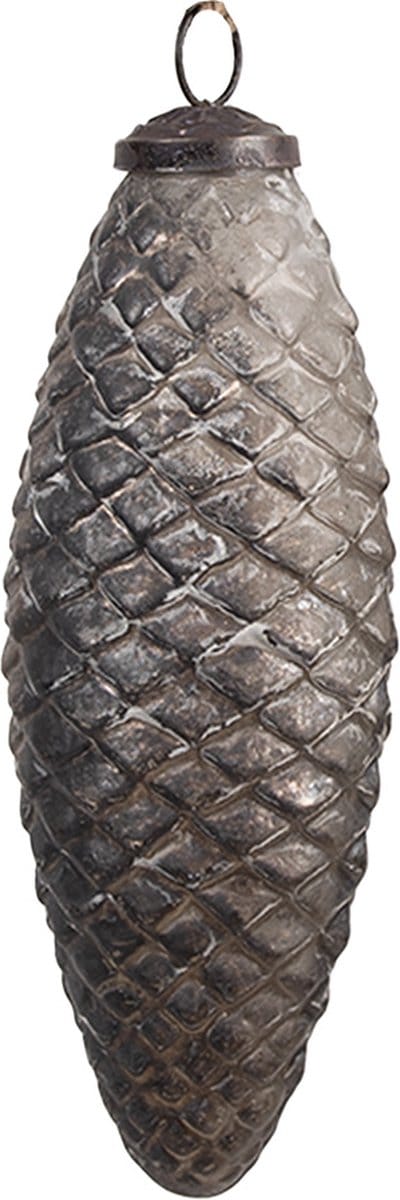 Clayre & Eef Kerstbal Overig Ø 6x16 cm Zilverkleurig Bruin Glas Kerstballen