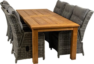 7-delige tuinset | 6 Dublin verstelbare stoelen (AG) | 240cm Ayra tuintafel (Teak)