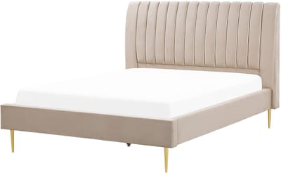 MARVILLE - Tweepersoonsbed - Zandbeige - 160 x 200 cm - Fluweel