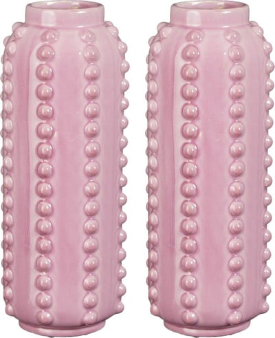 Mica Decorations Vaas - 2x - boaz - gebobbeld - roze - 30 x 11 cm