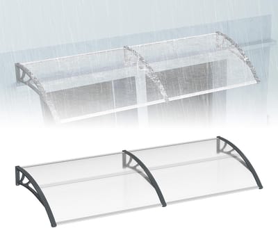 Voordeur Overkapping - Deur Luifel - Bescherming Buiten - Polycarbonaat Plaat - 100x300cm - Transparant Grijs