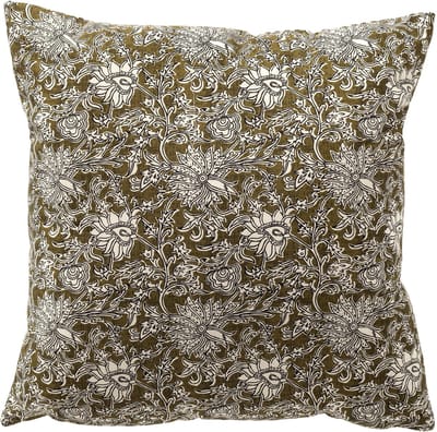 Dutch Decor JOELLE - kussenhoes 45x45 cm - bloemenmotief - 100% katoen - Green Moss - groen - met rits - zonder binnenkussen