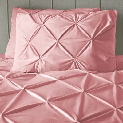 Sleeptime Velvet Pintuck Dekbedovertrek - Tweepersoons - 200X200/260 + 2 x kussenslopen 60x70 - Roze