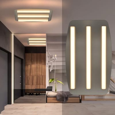 NETTLIFE Plafondlamp LED – Wit – rechthoekig - 3-lichts – 3000K Warm wit Licht - 17W - Moderne Plafondverlichting – Metaal - voor Woonkamer | Slaapkamer | Gang-excl. lichtbron