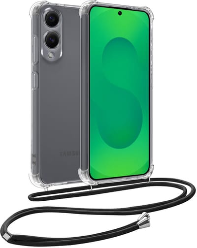 Hoesje Geschikt voor Samsung Galaxy S25 Edge - Met Koord - Shock Proof - Siliconen Case - Back Cover - Telefoonkoord - Telefoon Hoes Shockproof - Telefoonketting - Transparant
