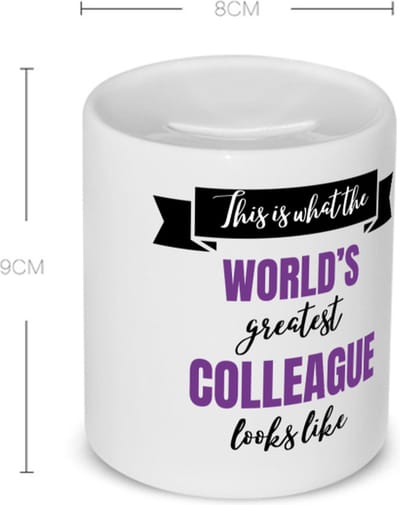 Akyol - world's best colleague Spaarpot - Collega - beste collega - werk - afscheidscadeau - verjaardagscadeau - 350 ML inhoud