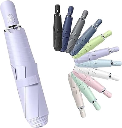 Mini Automatische Opvouwbare Paraplu - UPF50 UV-Bescherming - 6 Ribben - Regen En Zon - Voor Vrouwen, Mannen En Kinderen - Voor Reizen, Rugzak, Auto En Handtas - Paars