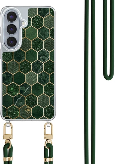 Casimoda® hoesje met groen koord - Geschikt voor Samsung S26 - Kubus Groen - Afneembaar koord - TPU/polycarbonaat - Groen