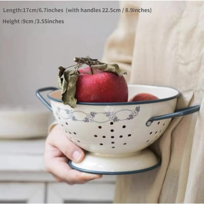 7 INCH Roze Bloemmotief Fruitschaal Keuken Afdruipmand voor Groenten Fruit Wassen met Handvatten Dessert Serveerschaal
