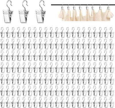 150 Stuks Zilveren Gordijnclips - Metalen Kleine Douche Gordijnhaak Clips - Gordijn Clips met S Haak - Multifunctionele Haak Clip voor Gordijnen Foto's Douche Gordijn Ophangen Thuisdecoratie