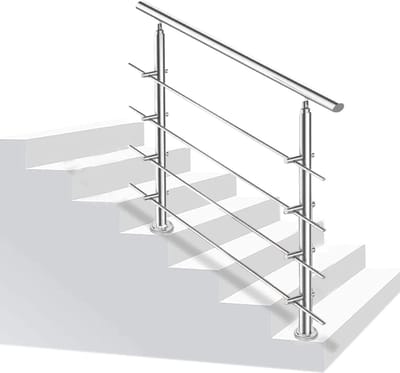 Roestvrijstalen Leuning - Trapleuning Balustrade - Veilige Toegang Creëren - Instelbare Hoek - 180 cm - Zilverkleurig