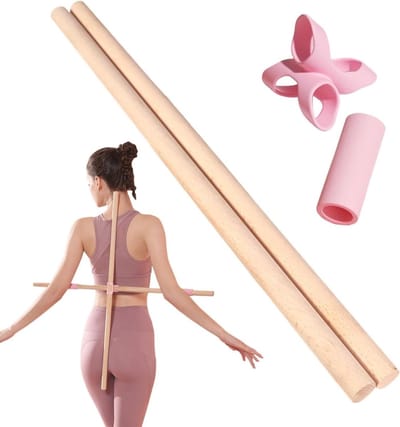 Yogastick - Pilatesbar Stretcher - Full-body Workout - Lichtgewicht Houten Kern - 80 cm - Niet gespecificeerd