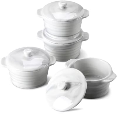 Majestic Ovenschaal – Marmer Look – 290ML – Lasagne – Braadslede – Ronde schaal – 4 stuks – Grote inhoud