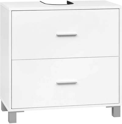ITRONIQ Badkamerkast - Wastafel Onderkast 60x30x60 CM - Badkamermeubel Met 2 Laden en Sifonuitsparing - Badkamerkastje Wit