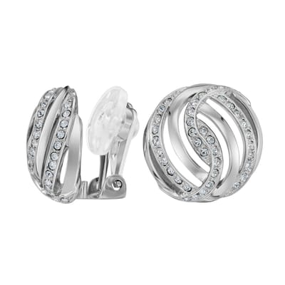 Traveller Clip Oorbellen - Oorclips Dames - Zilverkleurig - Kristallen - Geplatineerd - 20 mm - 157827