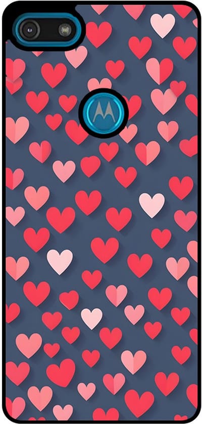 Smartphonica Telefoonhoesje Geschikt voor Motorola Moto E6 Play met Roze en Rode Hartjes Opdruk - TPU Backcover Case With Rosé and Red Heart Design geschikt voor Motorola Moto E6 Play