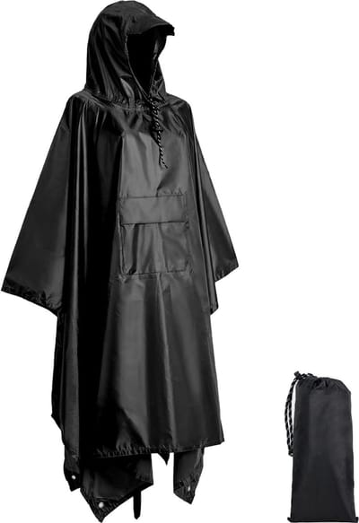 Regenjas Regenponcho, Regencape met Kap 3 in 1 Multifunctioneel Ademend Regenjack Heren & Dames, Regenjas Waterdicht voor Regenponcho Festival, Kamperen, Wandelen, Picknick