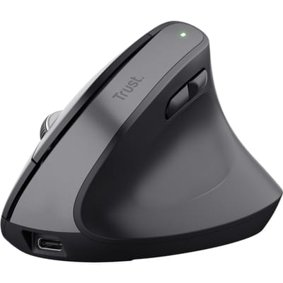Trust Bayo+ Ergonomische muis Bluetooth Optisch Zwart 6 Toetsen 800 dpi, 1200 dpi, 1600 dpi, 2400 dpi Ergonomisch, Geluidsarme toetsen, Geïntegreerd