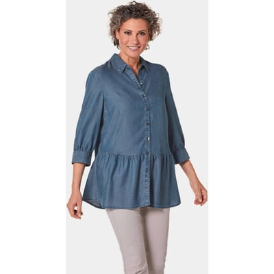 Los vallende tuniekblouse van aangename stof - blauw - Gr. 40 van Goldner Fashion