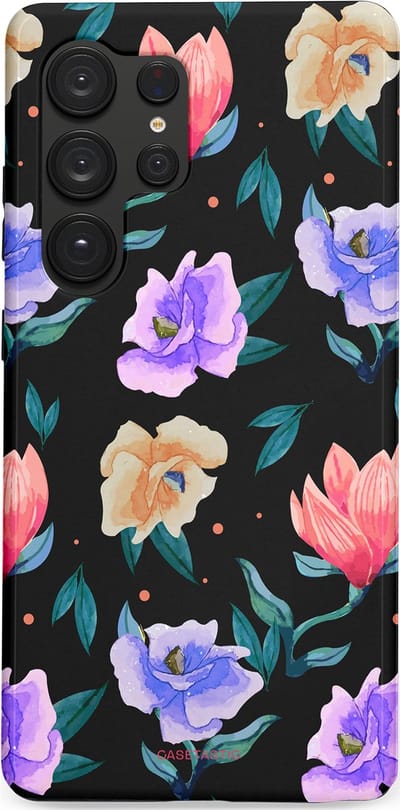 Casetastic hoesje geschikt voor Samsung Galaxy S25 Ultra - Dubbellaagse bescherming - Avondtuin - Fashion Case - Zwart Petrol Lavendel