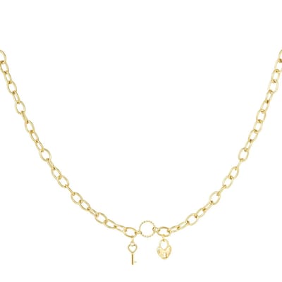 Yehwang - Ketting met sleutel & slotje - Goud - Stainless Steel