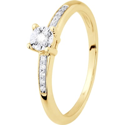 Diamond Solitaire ondersteund 0070 Cts Illusion 1 Ct geel goud set met vier klauwen