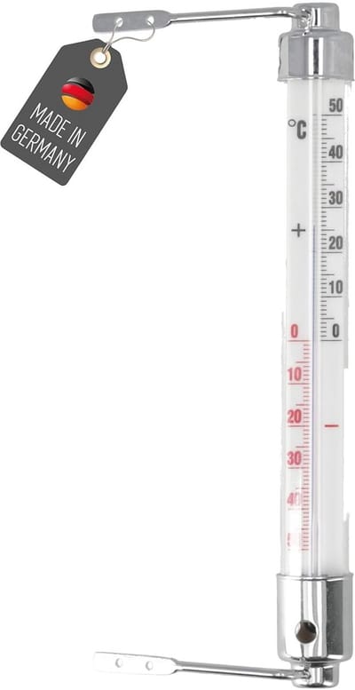 Analoog Buiten Raam Thermometer - Glas en Met Chroom voor Weergeven Temperatuur tot 50°C